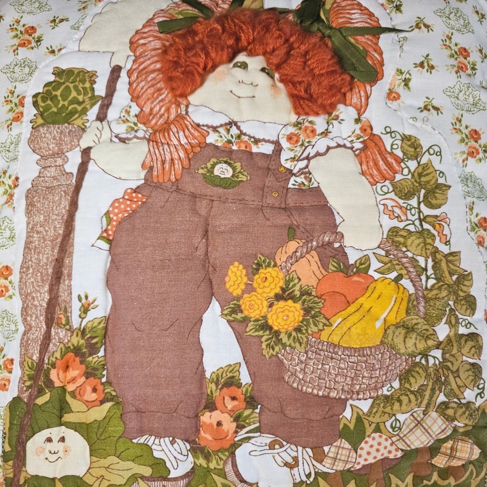1983 Cabbage Patch Kids Handmade Applique Lace Ruffle Pillow Mushroom Cottage - Picture 4 of 9